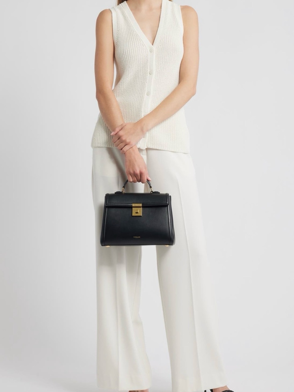 DeMellier Paris MIDI Black Satchel with Gold Hardware - Picture 3 of 14